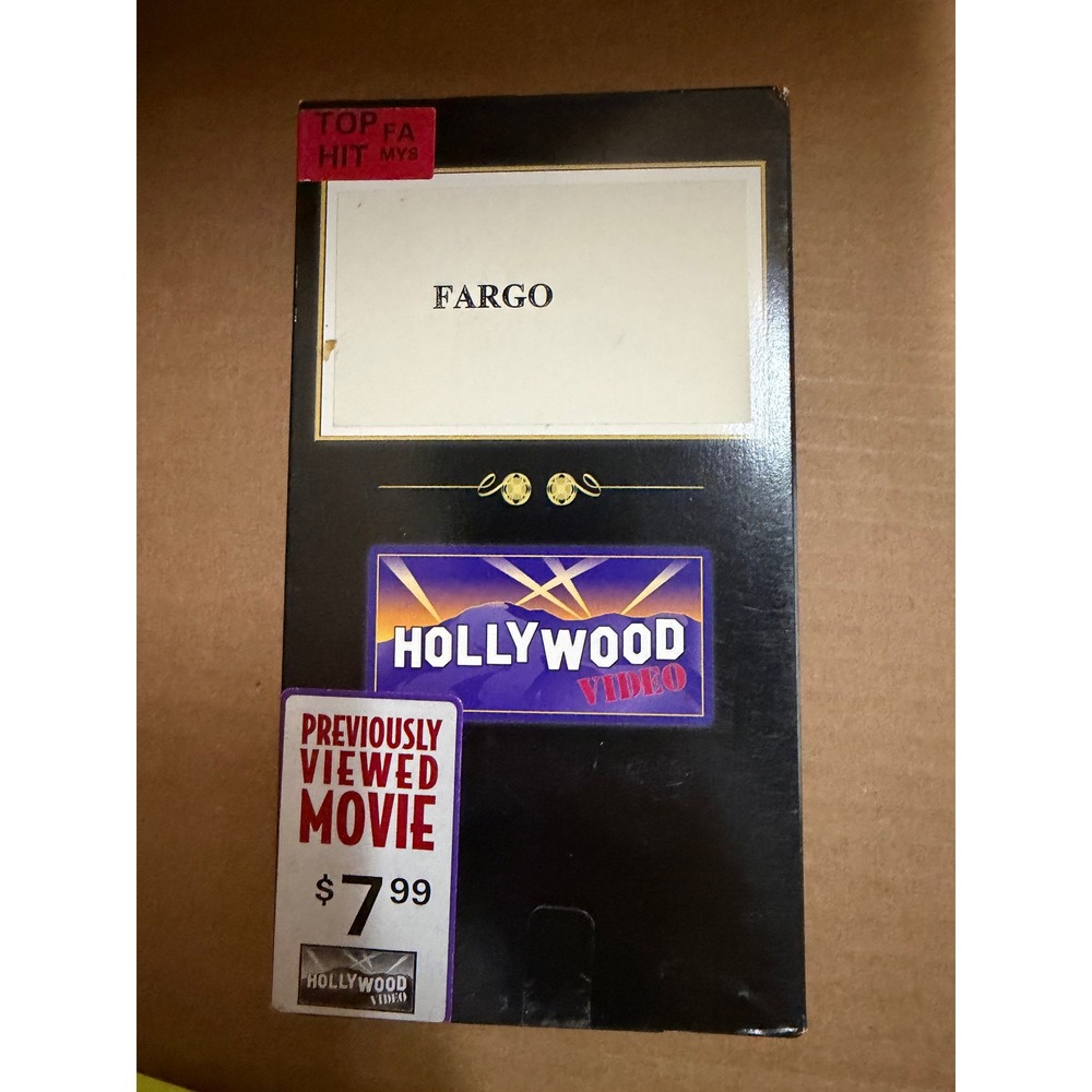 Fargo VHS Movie Hollywood Video Rental Case Coen Brothers Cult Classic Crime1996